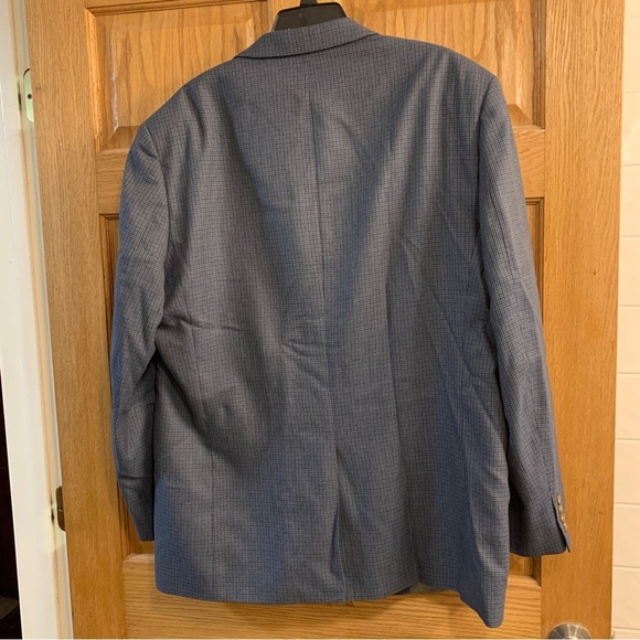 Chaps Sport Coat Blazer Mens 48L Black Blue Mini Check Plaid - 2 Button - Clean - Picture 2 of 7